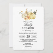 おしゃれな秋の水彩画のかぼちゃと花 招待状 (正面)