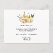 おしゃれな秋の水彩画のパンプキンと花 インビテーションポストカード (裏面)