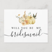 おしゃれな秋の水彩画のパンプキンと花 インビテーションポストカード (正面)