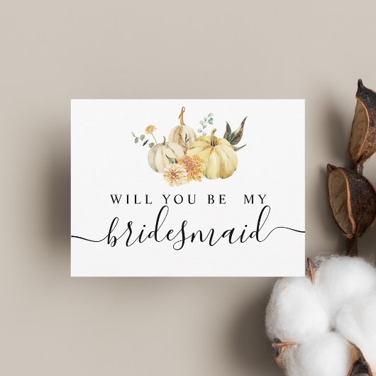 おしゃれな秋の水彩画のパンプキンと花 インビテーションポストカード