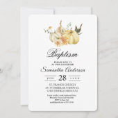 おしゃれな秋の水彩画のパンプキンと花 招待状 (正面)