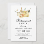 おしゃれな秋の水彩画のパンプキンと花 招待状 (正面)