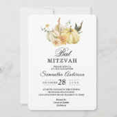 おしゃれな秋の水彩画パンプキン＆フラワー 招待状 (正面)