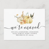 おしゃれな秋の水彩画パンプキン&フラワー 案内ポストカード (正面)