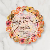 おしゃれな秋の花のブライダルシャワーのお礼 フェイバータグ (正面)