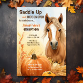 おしゃれな秋の馬の誕生日 招待状