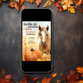 おしゃれな秋の馬の誕生日 招待状