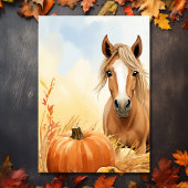 おしゃれな秋の馬の誕生日 招待状