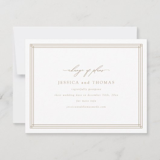 おしゃれな窓ウェディング延期 日程変更 案内状 (正面)