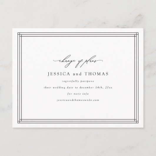 おしゃれな窓 ウェディング 延期 日程変更 案内ポストカード (正面)