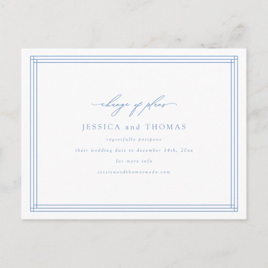 おしゃれな窓 ウェディング 延期 日程変更 案内ポストカード (正面)