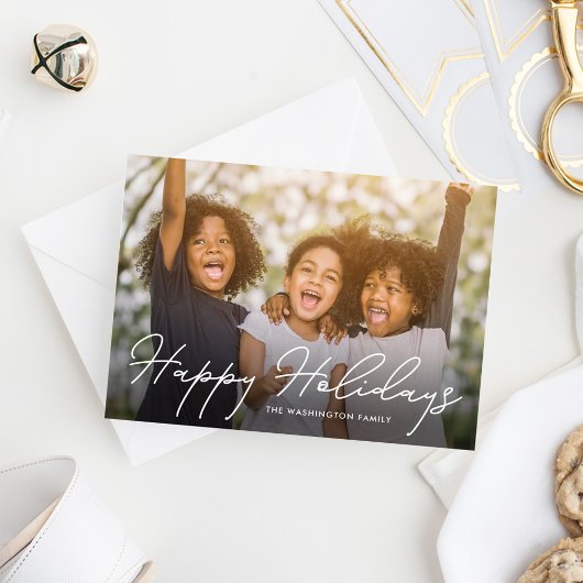 おしゃれな筆記休暇写真カード シーズンカード