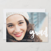 おしゃれな筆記体オーバーレイ 卒業写真招待状 招待状 (正面)