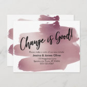 おしゃれな筆記体ローズゴールドスワッシュカード「変化は良い」 招待状 (正面/裏面)