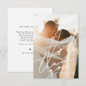 おしゃれな筆記体写真結婚式感謝カード サンキューカード (正面/裏面)