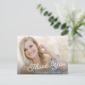 おしゃれな筆記体写真 卒業お礼 ポストカード (スタンド正面)