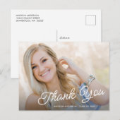 おしゃれな筆記体写真 卒業お礼 ポストカード (正面/裏面)