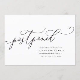 おしゃれな筆記体延期カード 日程変更 招待状