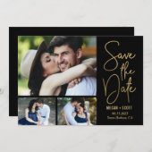 おしゃれな筆記体編集可能カラー Save The Date カード (正面/裏面)