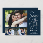 おしゃれな筆記体編集可能カラー Save The Date カード (正面/裏面)