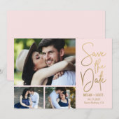 おしゃれな筆記体編集可能カラー Save The Date カード (正面/裏面)