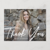 おしゃれな筆記体 ありがとう 卒業おめでとう ポストカード (正面)