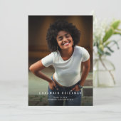 おしゃれな筆記体 写真 卒業式 招待状 (スタンド正面)