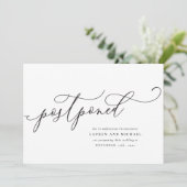 おしゃれな筆記体 延期のお知らせ 日程変更 案内状 (スタンド正面)