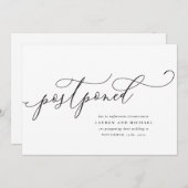 おしゃれな筆記体 延期のお知らせ 日程変更 案内状 (正面/裏面)