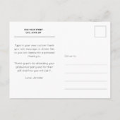 おしゃれな筆記体 感謝の写真 卒業 ポストカード (裏面)