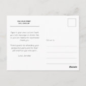 おしゃれな筆記体 感謝の写真 卒業 ポストカード (裏面)