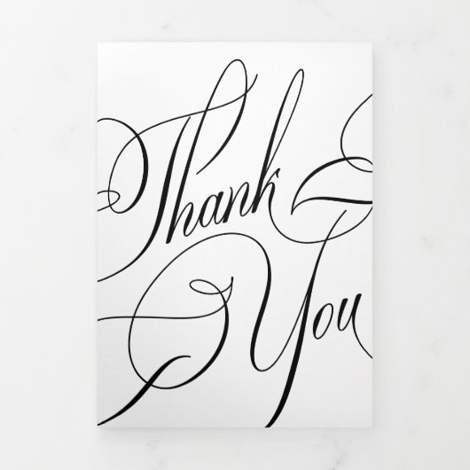 おしゃれな筆記体 結婚式 写真多めの感謝カード 三つ折り招待状 (カバー)