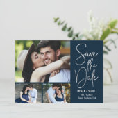 おしゃれな筆記体 編集可能なカラー Save The Date カード (スタンド正面)