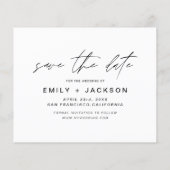 おしゃれな節約タイプのSave the Date 3枚写真 フォト エレガント モダン (裏面)