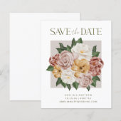 おしゃれな節約ラスティックフラワーブーケ　 elegant Save The Date (正面/裏面)