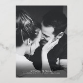 おしゃれな節約日写真 現代 ファンスクリプト 本物のゴールド 箔招待状 (裏面)