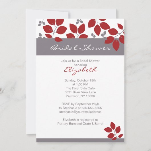 おしゃれな紅葉のブライダルシャワー招待状 招待状 (正面)