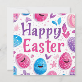 おしゃれな紫とピンクのイースターエッグをカスタマイズ シーズンカード