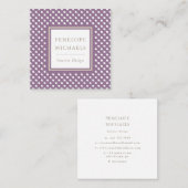 おしゃれな紫と白の幾何学模様 スクエア名刺 (正面/裏面)