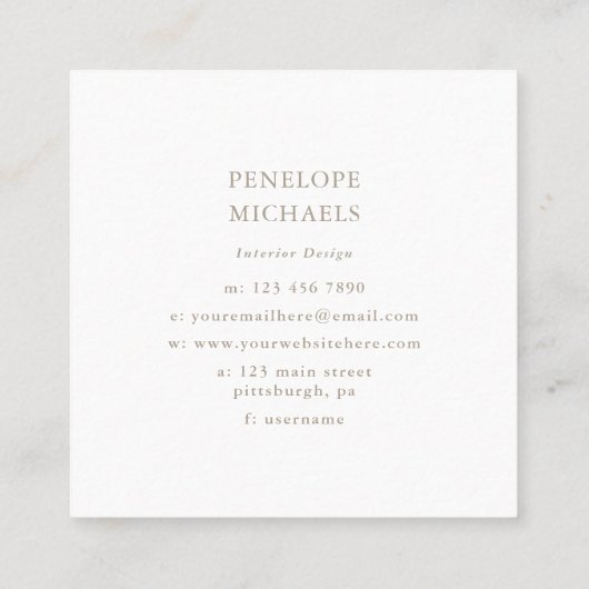 おしゃれな紫と白の幾何学模様 スクエア名刺 (裏面)