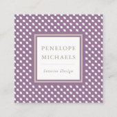 おしゃれな紫と白の幾何学模様 スクエア名刺 (正面)