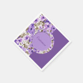 おしゃれな紫と白の花柄のナプキン 4 枚 スタンダードカクテルナプキン (角)