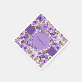 おしゃれな紫と白の花柄ナプキン2 スタンダードカクテルナプキン (角)