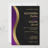 おしゃれな紫と金の結婚式招待状 招待状 (正面)