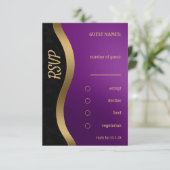 おしゃれな紫と金 招待状 (スタンド正面)