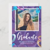 おしゃれな紫の卒業発表をパーソナライズ 招待状 (正面)