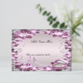 おしゃれな紫の花のテーブル名札 招待状 (スタンド正面)