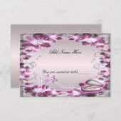 おしゃれな紫の花のテーブル名札 招待状 (正面/裏面)