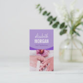 おしゃれな紫の花のネイルサロン・マニキュア・エスパ 名刺 (スタンド正面)