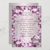 おしゃれな紫の花のモダンな招待状 招待状 (正面/裏面)